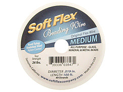 100 Feet - Soft Flex .019 inch MEDIUM 49 Strand Wire  Clear (Satin Silver) - BeadPrism