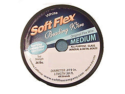 30 Feet - Soft Flex .019 inch MEDIUM 49 Strand Wire  White - BeadPrism