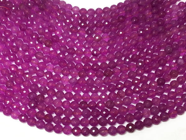 8mm Light Purple Agate Faceted Round Gemstone Beads 15" strand Bodacious 48 Beads Purple - SJA199 - BeadPrism