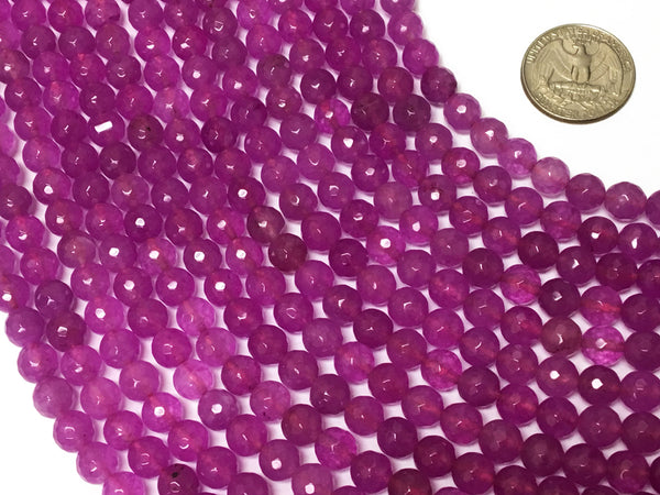 8mm Light Purple Agate Faceted Round Gemstone Beads 15" strand Bodacious 48 Beads Purple - SJA199 - BeadPrism