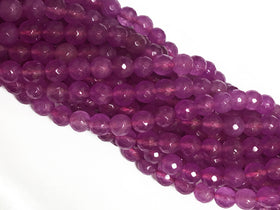 8mm Light Purple Agate Faceted Round Gemstone Beads 15" strand Bodacious 48 Beads Purple - SJA199 - BeadPrism