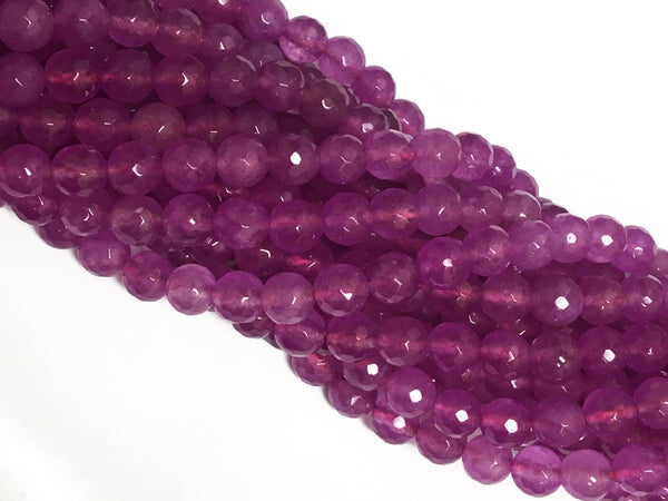8mm Light Purple Agate Faceted Round Gemstone Beads 15" strand Bodacious 48 Beads Purple - SJA199 - BeadPrism