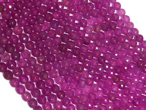 8mm Light Purple Agate Faceted Round Gemstone Beads 15" strand Bodacious 48 Beads Purple - SJA199 - BeadPrism