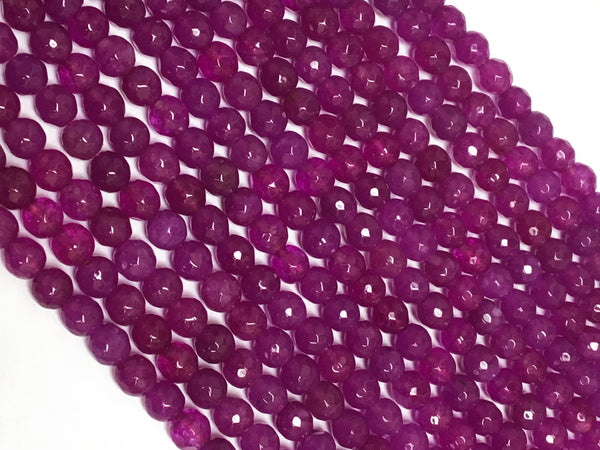 Fuchsia Jade Round Faceted 6mm Purple Gemstone Round Beads Bodacious Full Strand 15 Inch - SJA200 - BeadPrism
