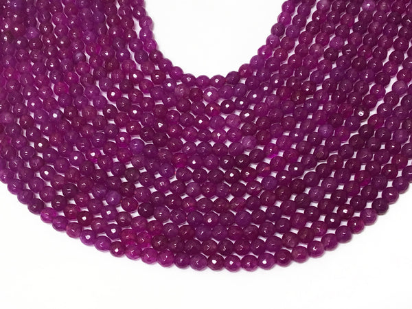 Fuchsia Jade Round Faceted 6mm Purple Gemstone Round Beads Bodacious Full Strand 15 Inch - SJA200 - BeadPrism