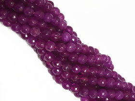 Fuchsia Jade Round Faceted 6mm Purple Gemstone Round Beads Bodacious Full Strand 15 Inch - SJA200 - BeadPrism
