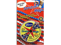 25 Meters - 0.8mm Round Stretch Magic Elastic Cord  BLACK - BeadPrism