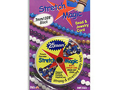 25 Meters - 0.7mm Round Stretch Magic Elastic Cord  BLACK - BeadPrism