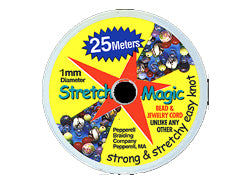 25 Meters - 1mm Round Stretch Magic Elastic Cord  BLACK - BeadPrism