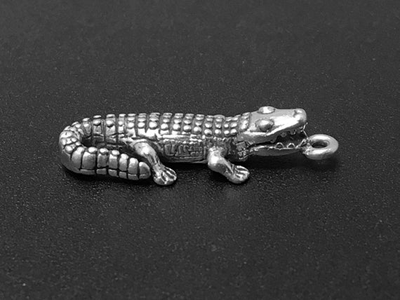 Gator Charm 27mm, Sterling Silver Charms, Crocodile charms, Alligator charms, Gator charms - SP107 - BeadPrism