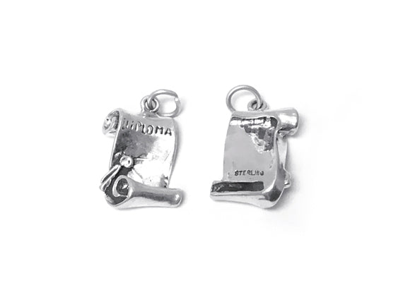 Unscrolled Diploma Charm 17.5mm, Sterling Silver Charms, Graduation Gift, Diploma charms - SP263 - BeadPrism