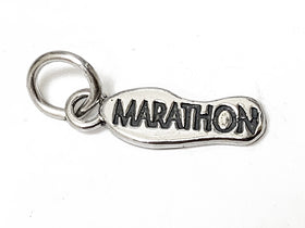 Marathon Print Shoe Charm Sterling Silver 18mm, Marathon Charm, Marathon Runner Shoe charm - SP340 - BeadPrism
