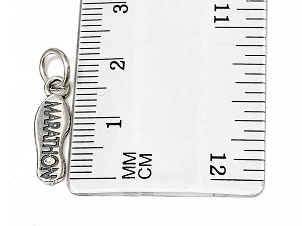 Marathon Print Shoe Charm Sterling Silver 18mm, Marathon Charm, Marathon Runner Shoe charm - SP340 - BeadPrism
