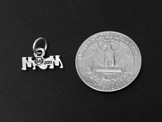 Mothers Day Necklace, Sterling Silver MOM Charm with Rhodium Plated 925 Sterling Silver 0.9mm Stamped 925 Italy Finished Box Chain Necklace