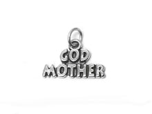 Load image into Gallery viewer, Mothers Day Necklace, Sterling Silver God Mother Charm with Rhodium Plated Sterling Silver 0.9mm Stamped 925 Italy Finish Box Chain Necklace
