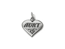 Load image into Gallery viewer, Mothers Day Necklace, Sterling Silver Aunt Charm with Rhodium Plated 925 Sterling Silver 0.9mm Stamped 925 Italy Finished Box Chain Necklace