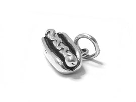 Hotdog Charm 9.5mm, Sterling Silver Charms, Food charms, Barbecue charms, hot dog charms - SP494 - BeadPrism
