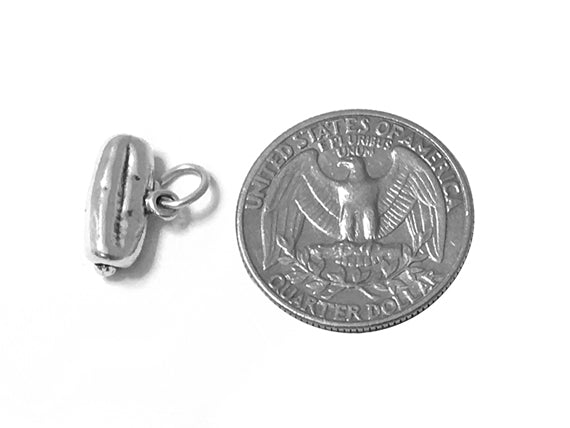 Hotdog Charm 9.5mm, Sterling Silver Charms, Food charms, Barbecue charms, hot dog charms - SP494 - BeadPrism