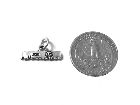 Mothers Day Necklace, Sterling Silver Grandma Charm with Rhodium Plated Sterling Silver 0.9mm Stamped 925 Italy Finished Box Chain Necklace