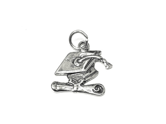 Graduation Cap Charm 19mm, Sterling Silver Charms, Graduation Gift, Graduation Cap charms - SP572 - BeadPrism