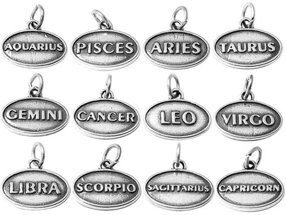 Zodiac Charms .925 Sterling Silver 14mm Horoscope Zodiac Signs Charms/Pendants - BeadPrism