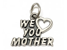 Load image into Gallery viewer, Mothers Day Necklace Sterling Silver We Love You Mother Charm with Rhodium Plated Sterling Silver 0.9mm Stamped 925 Italy Finished Box Chain