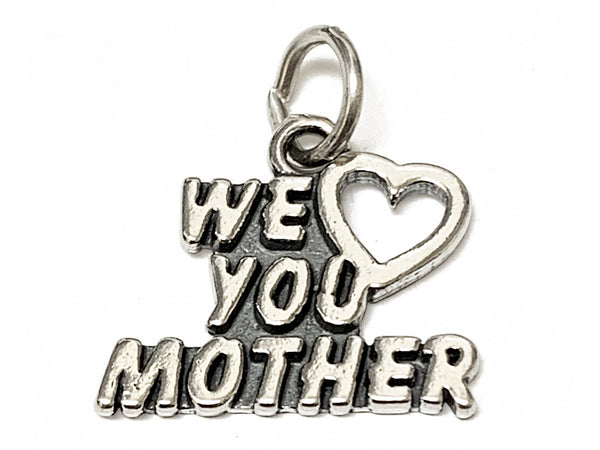 Mothers Day Necklace Sterling Silver We Love You Mother Charm with Rhodium Plated Sterling Silver 0.9mm Stamped 925 Italy Finished Box Chain