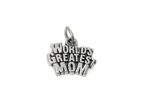 World's Greatest Mom Charm Sterling Silver 13.5mm, Sterling Silver Charms, Mothers Day Gift - SP717 - BeadPrism