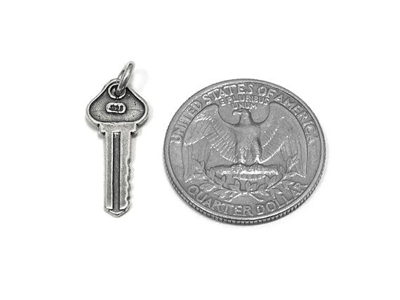 Key to Success Charm 22.5 mm, Sterling Silver Charms - SP741 - BeadPrism
