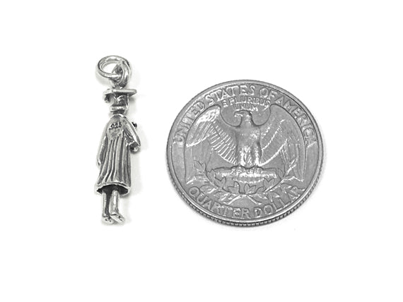 Girl Graduation Charm 26mm, Sterling Silver Charms, Graduation Gift, Girl Graduation charms - SP742 - BeadPrism