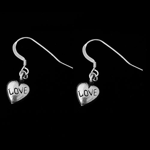 1 Pair Sterling Silver LOVE Puff Heart Earrings 13mm .925 Sterling Silver 3D Heart Love Charms - SP757
