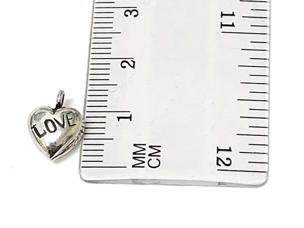 1 Pair Sterling Silver LOVE Puff Heart Earrings 13mm .925 Sterling Silver 3D Heart Love Charms - SP757