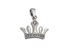Load image into Gallery viewer, Sterling Silver Princess Crown Charm .925 Sterling Silver Tiara Pendant with Bail - SP766 - BeadPrism