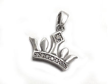 Load image into Gallery viewer, Sterling Silver Princess Crown Charm .925 Sterling Silver Tiara Pendant with Bail - SP766 - BeadPrism