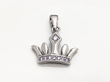 Load image into Gallery viewer, Sterling Silver Princess Crown Charm .925 Sterling Silver Tiara Pendant with Bail - SP766 - BeadPrism