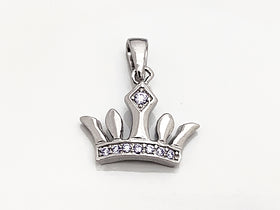 Sterling Silver Princess Crown Charm .925 Sterling Silver Tiara Pendant with Bail - SP766 - BeadPrism