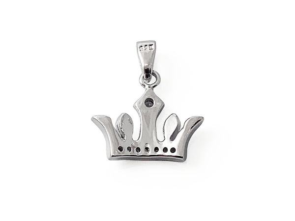 Sterling Silver Princess Crown Charm .925 Sterling Silver Tiara Pendant with Bail - SP766 - BeadPrism