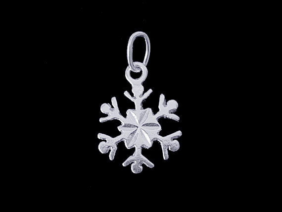 1 Pair Sterling Silver Snowflake Earrings 10.5mm .925 Sterling Silver Snowflake Charms - SP933