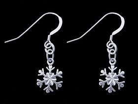 1 Pair Sterling Silver Snowflake Earrings 10.5mm .925 Sterling Silver Snowflake Charms - SP933
