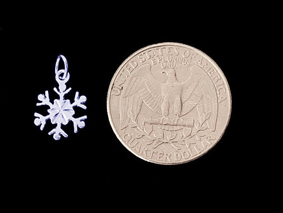1 Pair Sterling Silver Snowflake Earrings 10.5mm .925 Sterling Silver Snowflake Charms - SP933