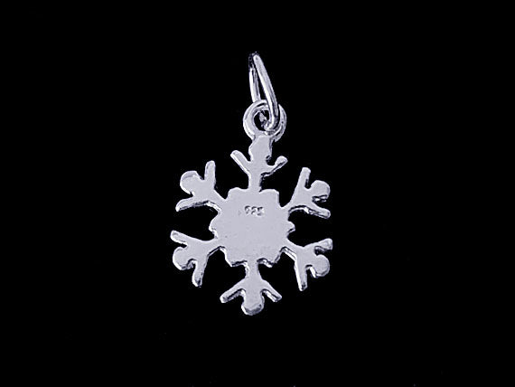 1 Pair Sterling Silver Snowflake Earrings 10.5mm .925 Sterling Silver Snowflake Charms - SP933