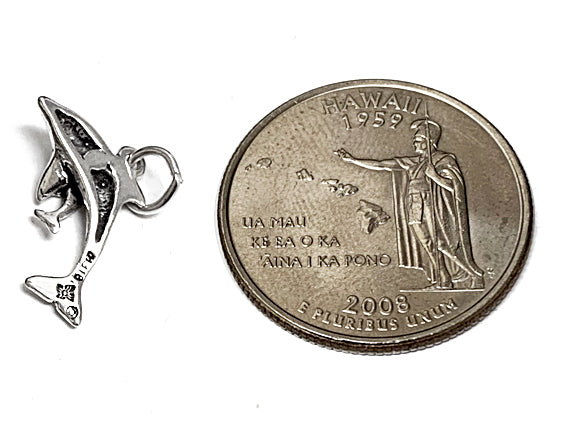 Dolphin Family Charm Sterling Silver 13mm, Dolphins Charms, Animal charms, Ocean Charms, Dolphin charms - SP997