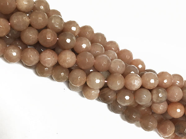 10mm Sun Stone faceted Round Gemstone Beads Full Strand 38 Beads AA Quality Peach Blush - Spb20 - BeadPrism
