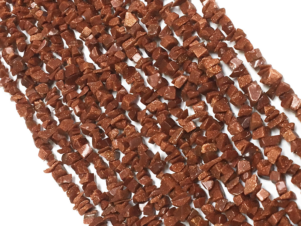 Goldstone chip bead strand, Stones measure approximately 3 X 5mm each - Spc16Gold - BeadPrism