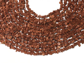 Goldstone chip bead strand, Stones measure approximately 3 X 5mm each - Spc16Gold - BeadPrism