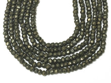 Load image into Gallery viewer, Natural Pyrite Round Faceted Beads 3.5mm 13.5" strand 100 beads approx. Jaipur Cut Strands - SPYR114 - BeadPrism