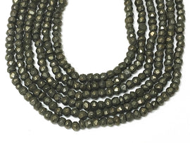Natural Pyrite Round Faceted Beads 3.5mm 13.5