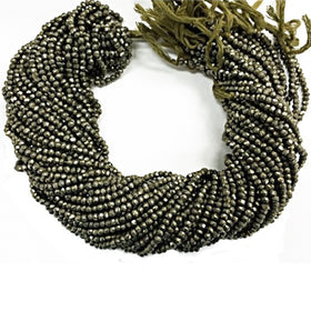 25%OFF 3.5mm Natural Pyrite Round Faceted Bead 13.5" strand 120 beads approx. Jaipur Cut -SPYR114 - BeadPrism