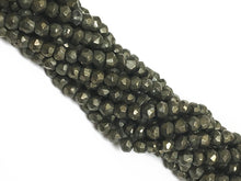 Load image into Gallery viewer, Natural Pyrite Round Faceted Beads 3.5mm 13.5" strand 100 beads approx. Jaipur Cut Strands - SPYR114 - BeadPrism