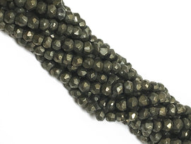 Natural Pyrite Round Faceted Beads 3.5mm 13.5